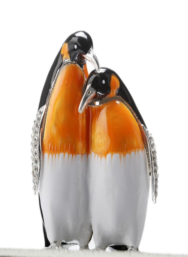 SEVENBEES Hand Painted Enameled Penguin Figurine Jewelry Trinket Box Ring Holder Dresser Decoration - Image 1